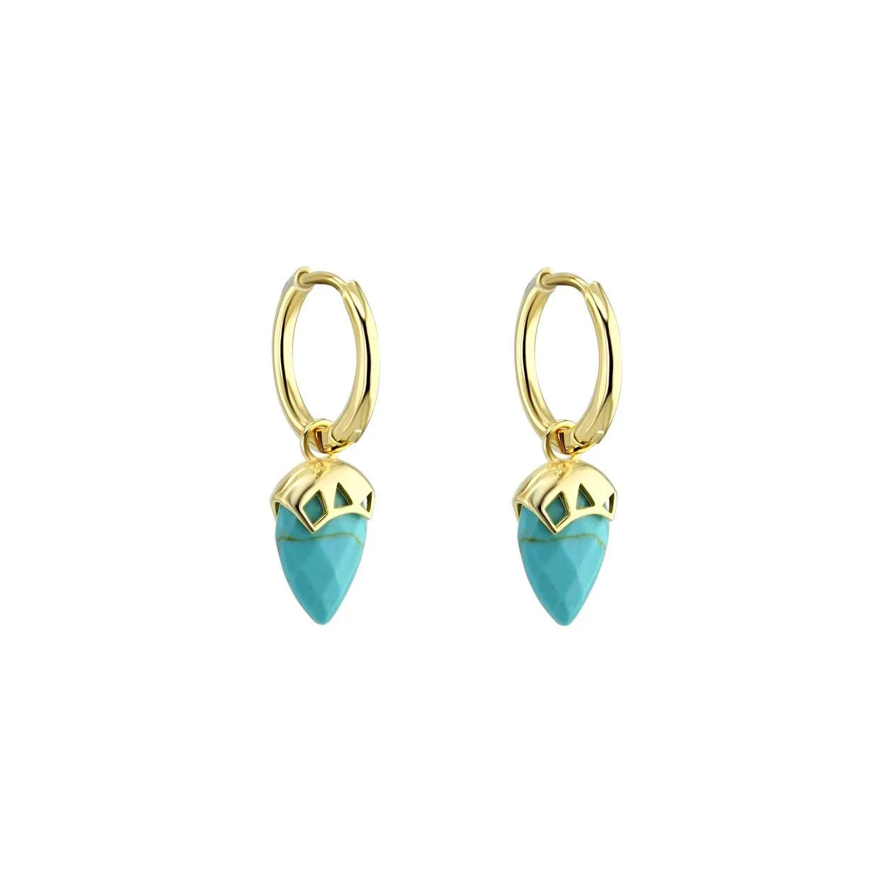 925 Silver earrings with 18k yellow gold plating and Turquoise