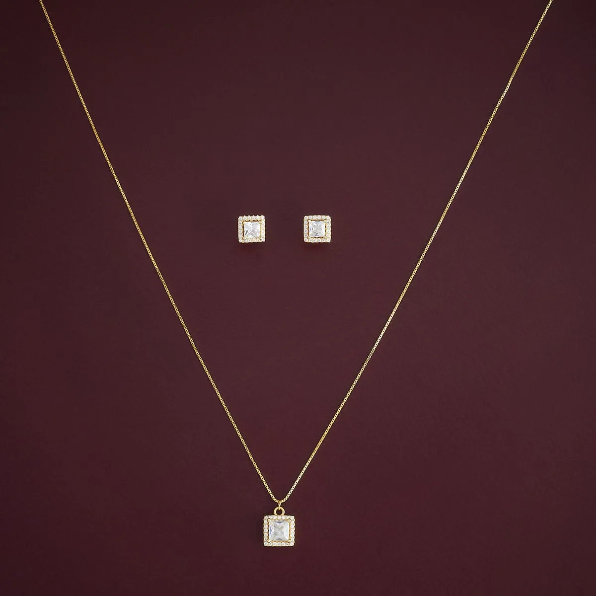 92.5 Silver Pendant with Chain and Earring Set 182942
