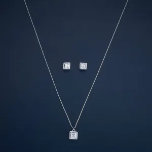 92.5 Silver Pendant with Chain and Earring Set 182942