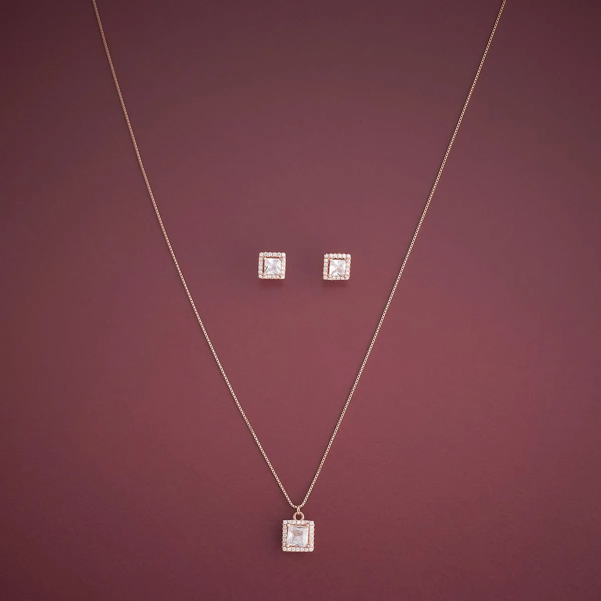 92.5 Silver Pendant with Chain and Earring Set 182942
