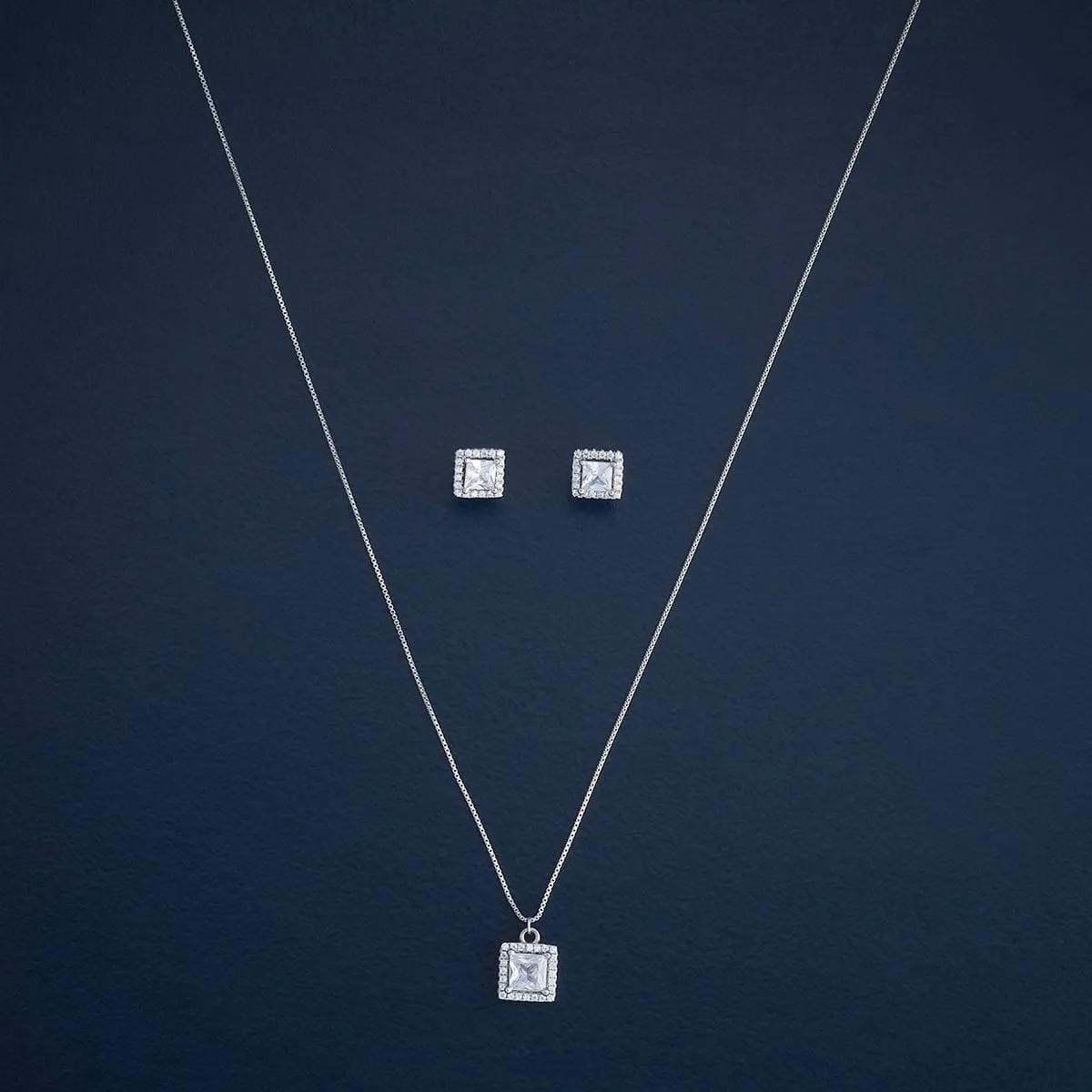 92.5 Silver Pendant with Chain and Earring Set 182942