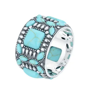 925 Silver Plated Ring with Turquoise Assembly