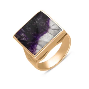 9ct Rose Gold Blue John King's Coronation Hallmark Small Square Ring D