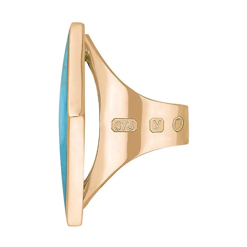 9ct Rose Gold Turquoise King's Coronation Hallmark Large Rhombus Ring D