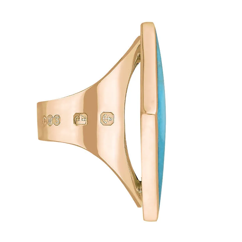 9ct Rose Gold Turquoise King's Coronation Hallmark Large Rhombus Ring D