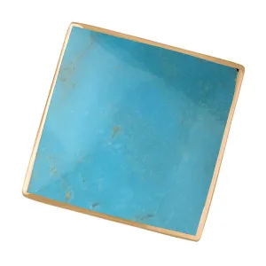 9ct Rose Gold Turquoise King's Coronation Hallmark Large Rhombus Ring D
