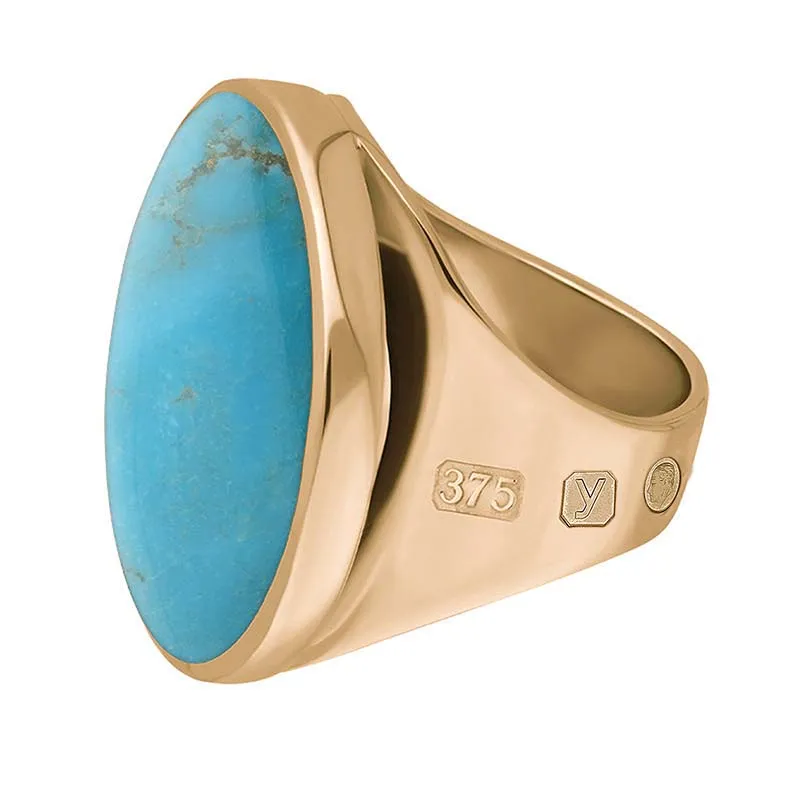 9ct Rose Gold Turquoise King's Coronation Hallmark Medium Round Ring D