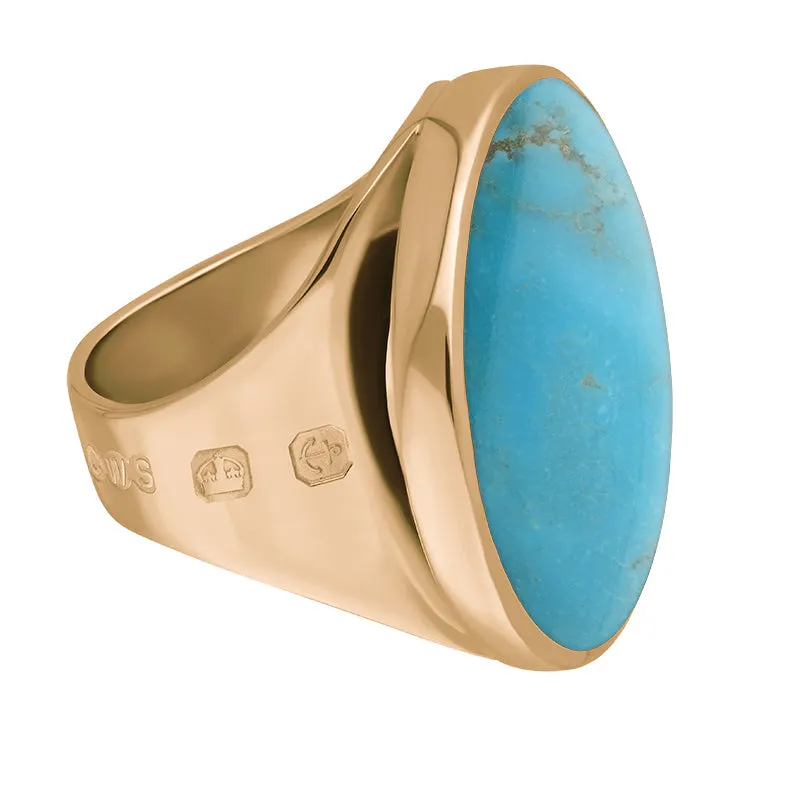 9ct Rose Gold Turquoise King's Coronation Hallmark Medium Round Ring D