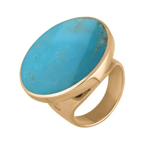 9ct Rose Gold Turquoise King's Coronation Hallmark Medium Round Ring D