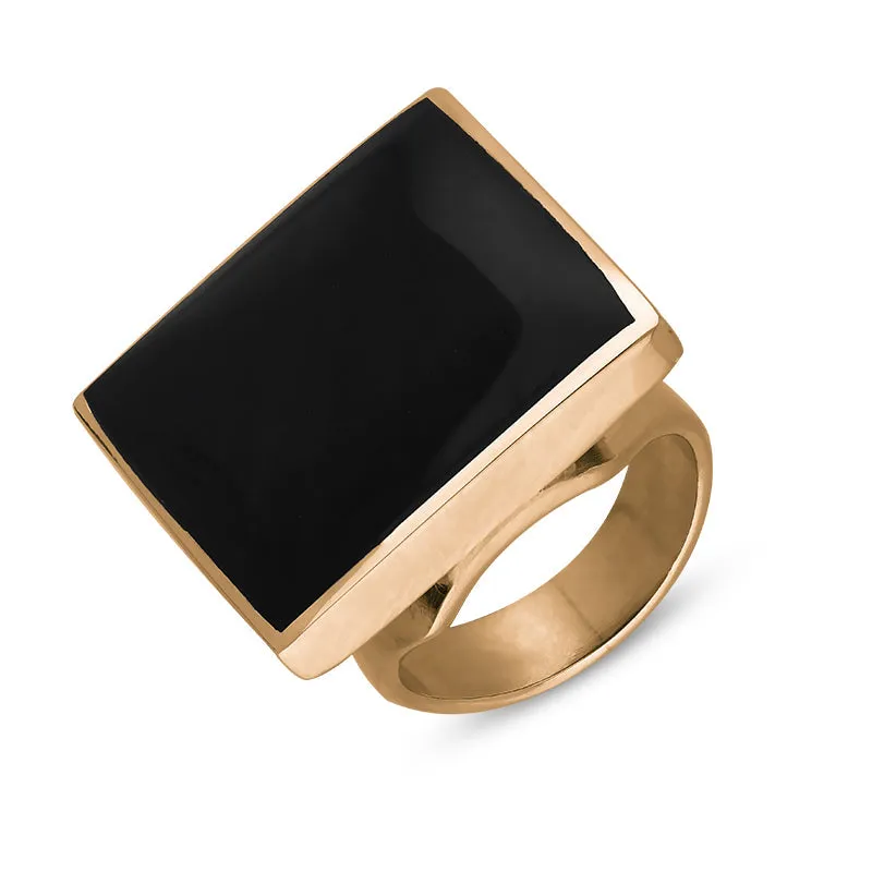 9ct Rose Gold Whitby Jet King's Coronation Hallmark Medium Square Ring D