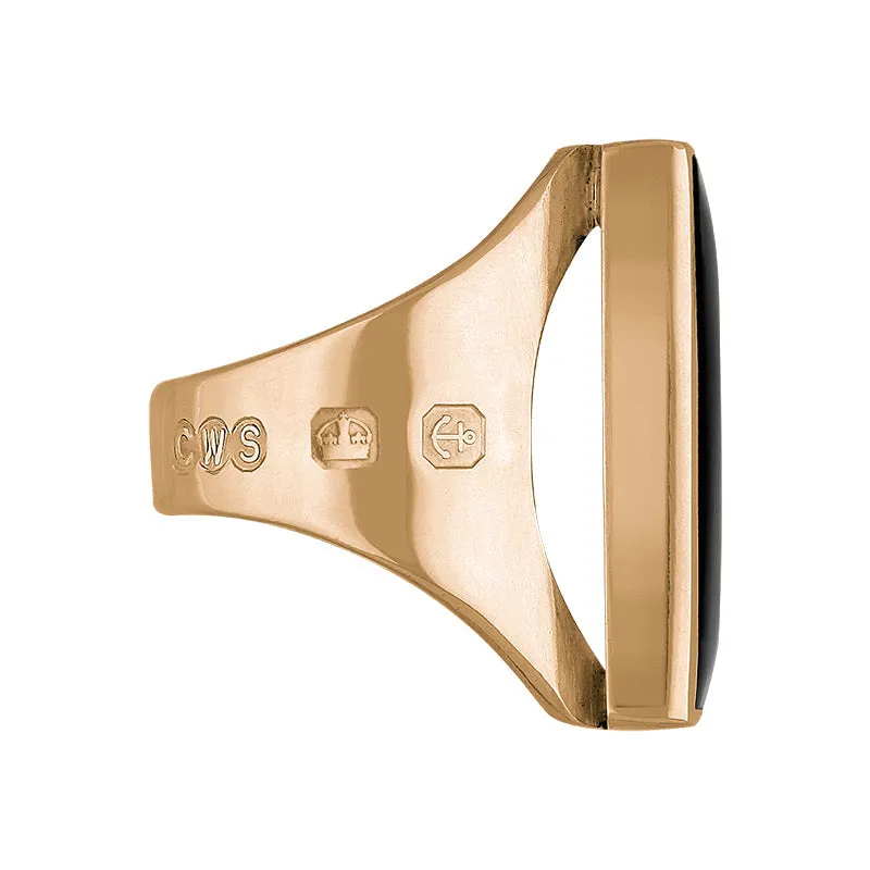 9ct Rose Gold Whitby Jet King's Coronation Hallmark Medium Square Ring D
