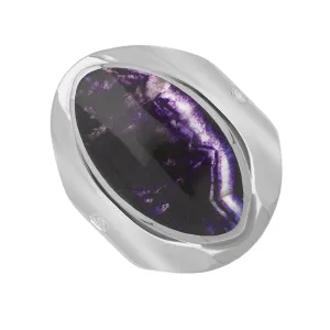 9ct White Gold Blue John King's Coronation Hallmark Medium Oval Ring D
