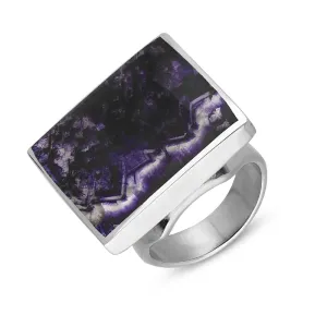 9ct White Gold Blue John King's Coronation Hallmark Medium Square Ring D
