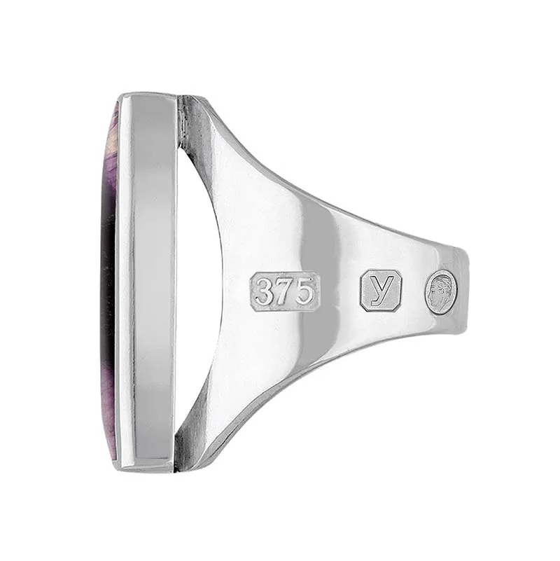 9ct White Gold Blue John King's Coronation Hallmark Medium Square Ring D