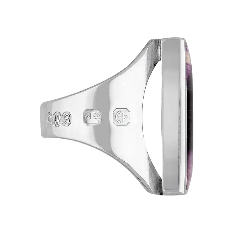 9ct White Gold Blue John King's Coronation Hallmark Medium Square Ring D