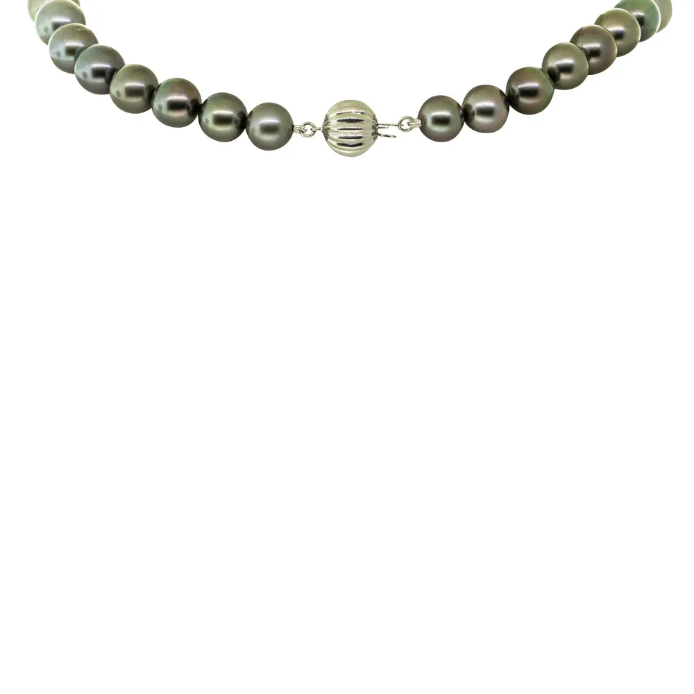 9ct White Gold Tahitian Black Pearl Strand