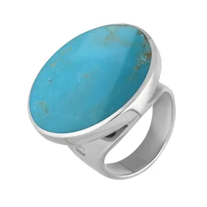 9ct White Gold Turquoise King's Coronation Hallmark Medium Round Ring D
