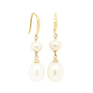 9ct Yellow Gold Freshwater Pearl Rosie Earrings
