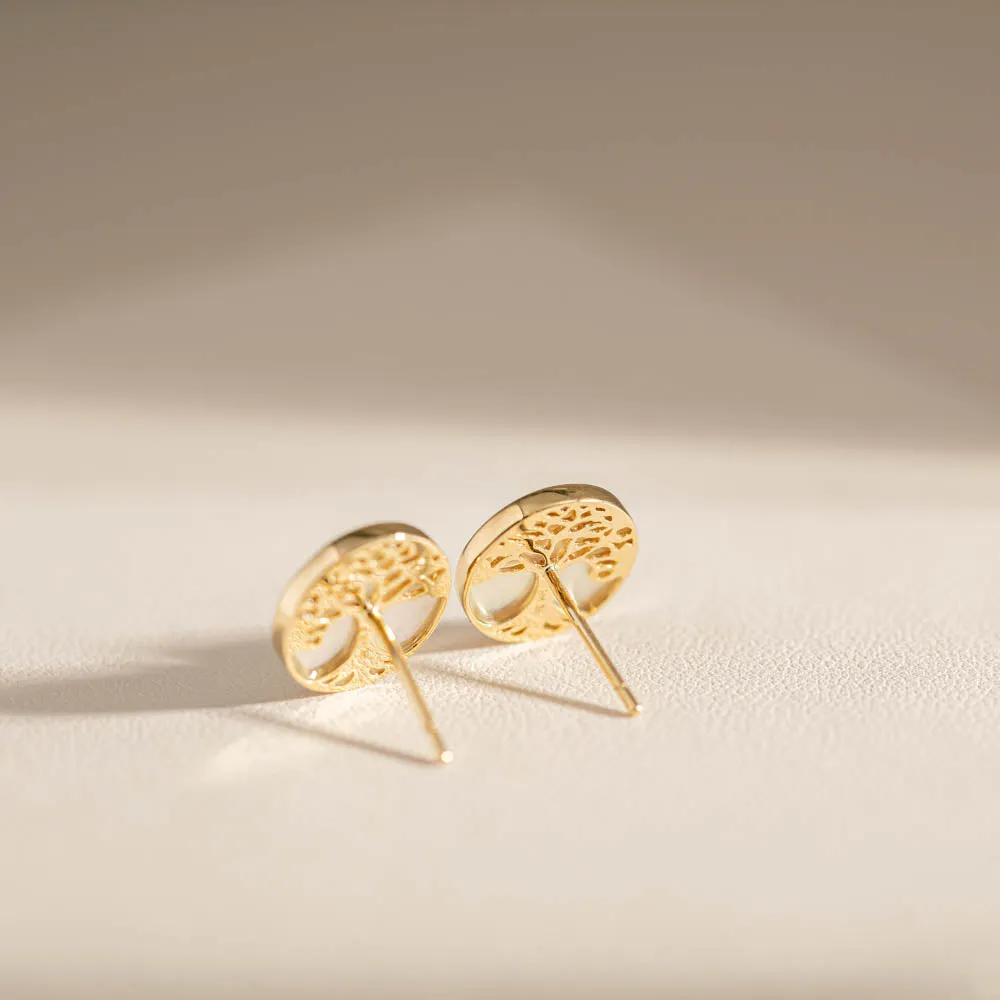9ct Yellow Gold Mother Of Pearl Gaia Stud Earrings