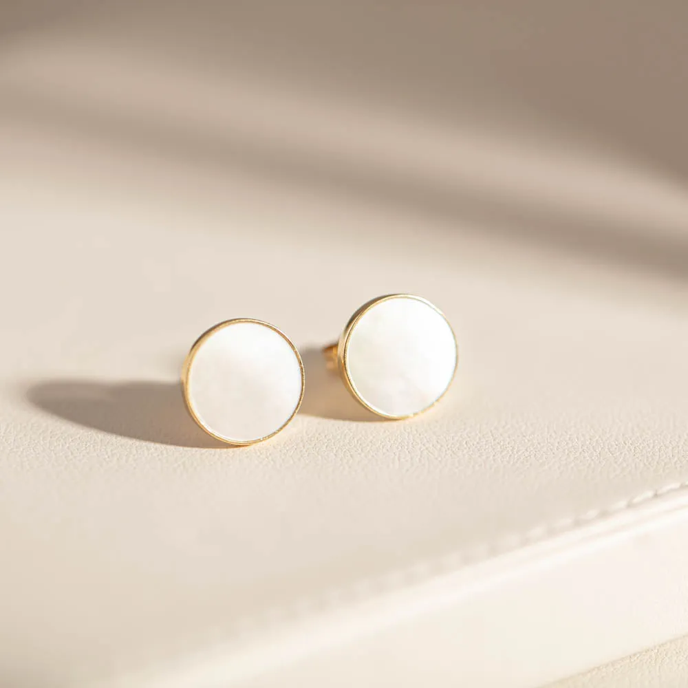 9ct Yellow Gold Mother Of Pearl Gaia Stud Earrings