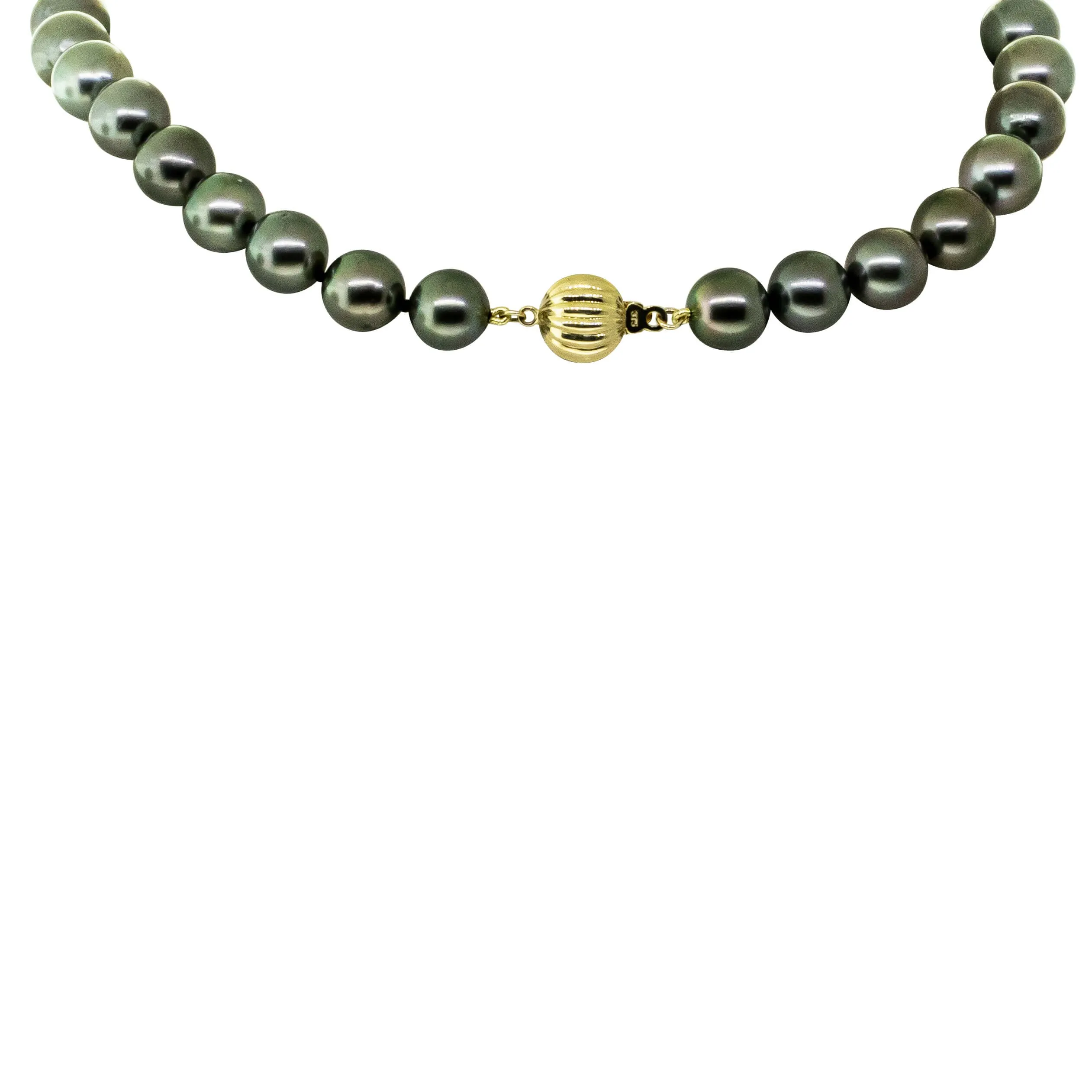 9ct Yellow Gold Tahitian Black Pearl Strand