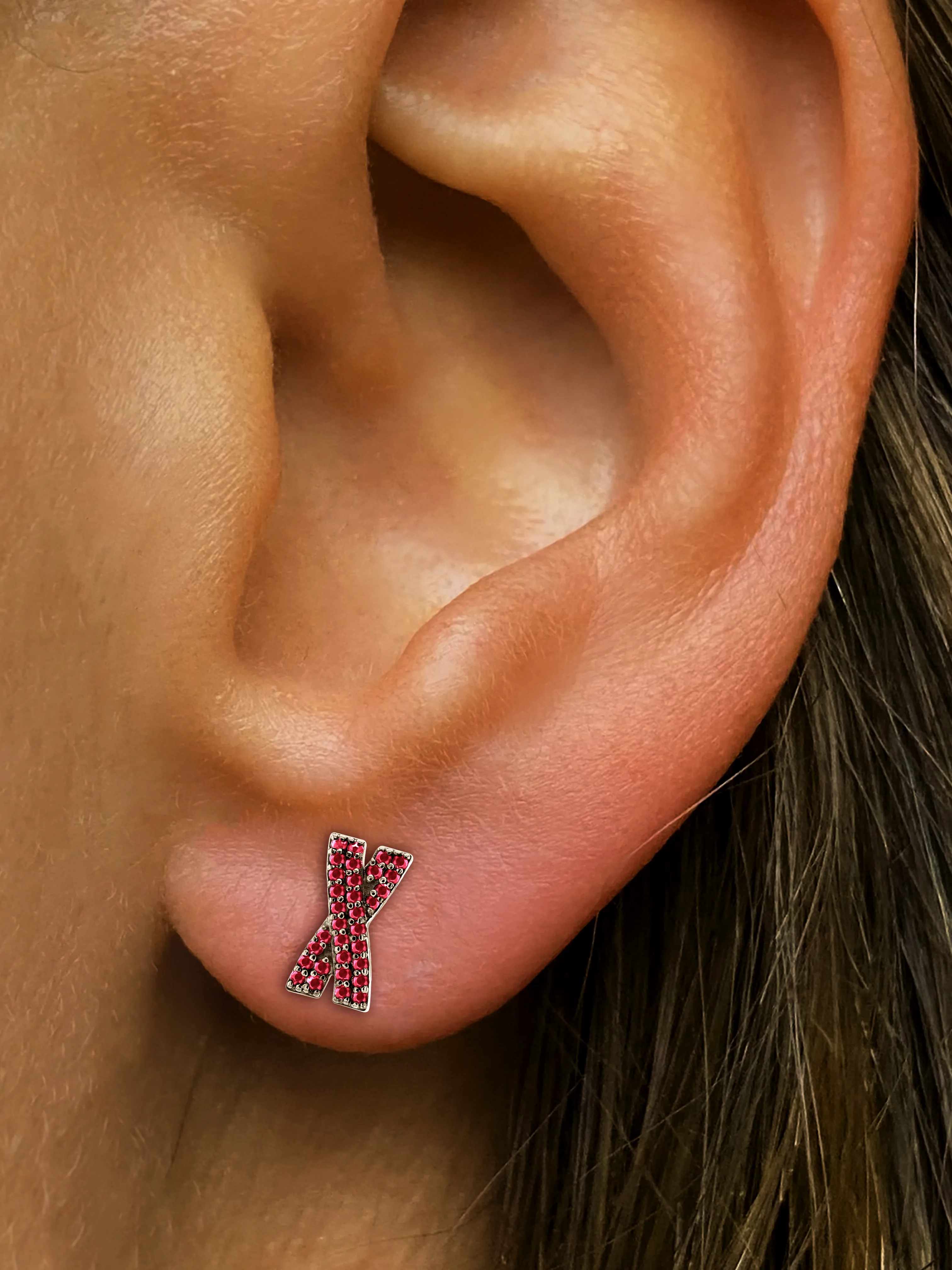 9k Yellow Gold Earrings Set with Rubies