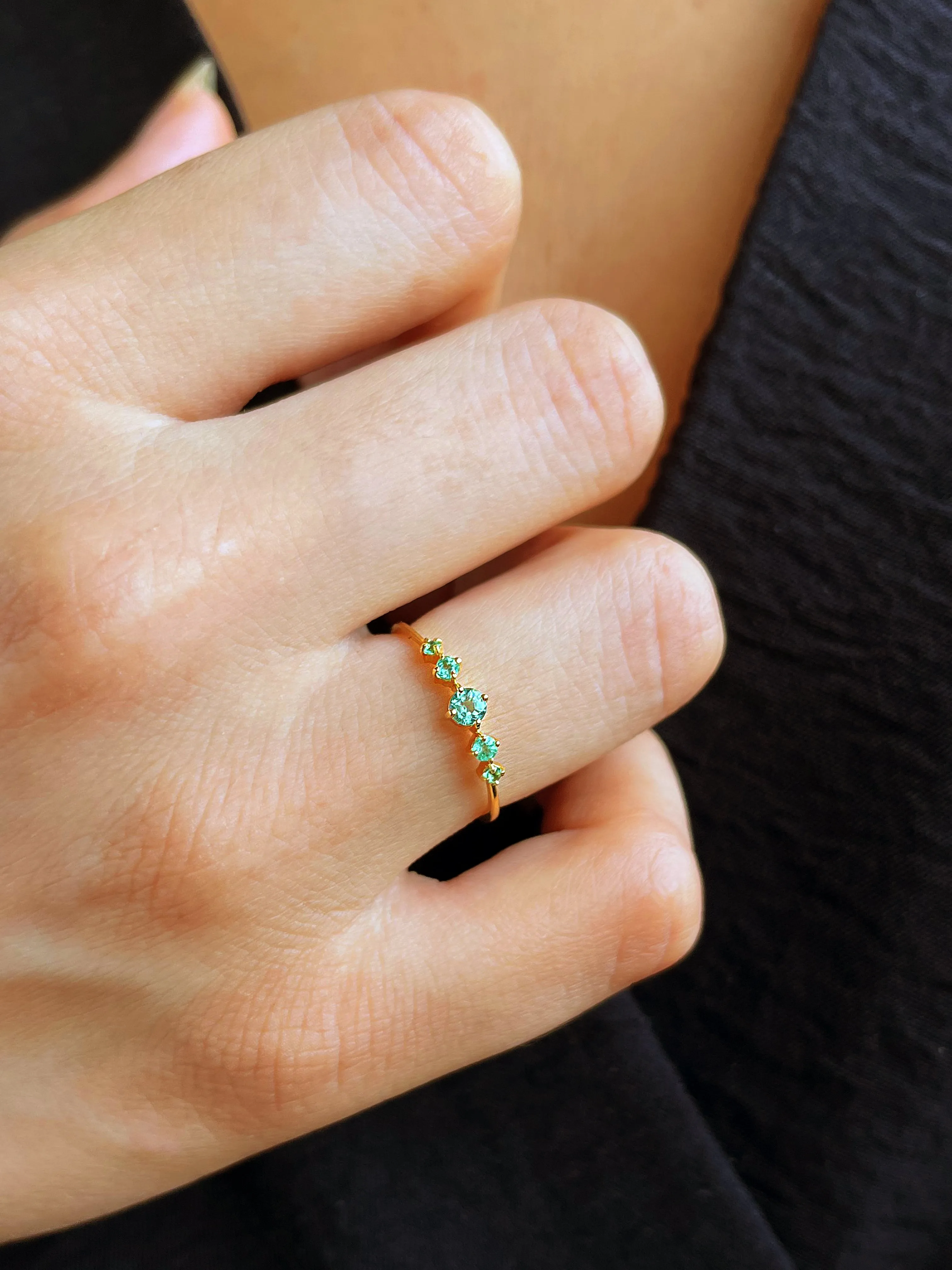 9k Yellow Gold Ring Set with Emerald