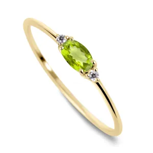 9k Yellow Gold Ring Set with HSI Diamond and Peridot