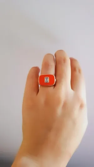Adjustable Red Luna Ring - 925 Sterling Silver