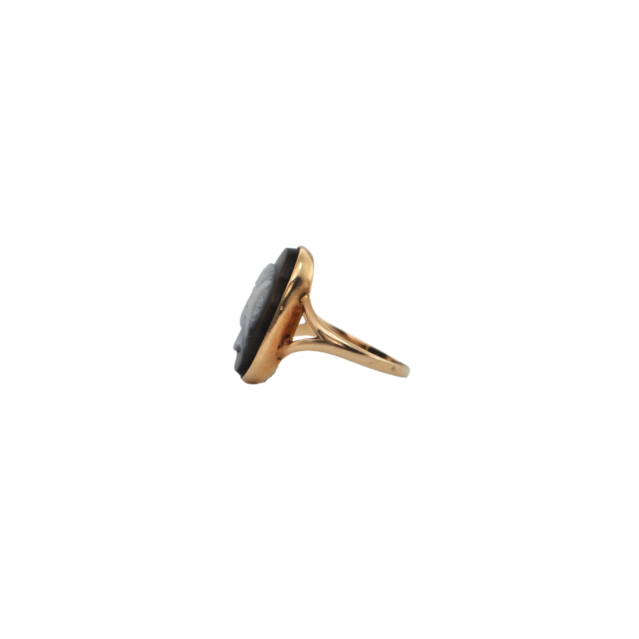 Antique Hardstone Onyx Cameo 14k Gold Ring
