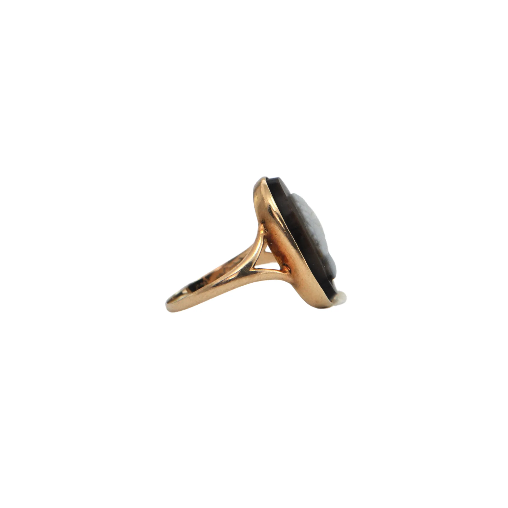 Antique Hardstone Onyx Cameo 14k Gold Ring