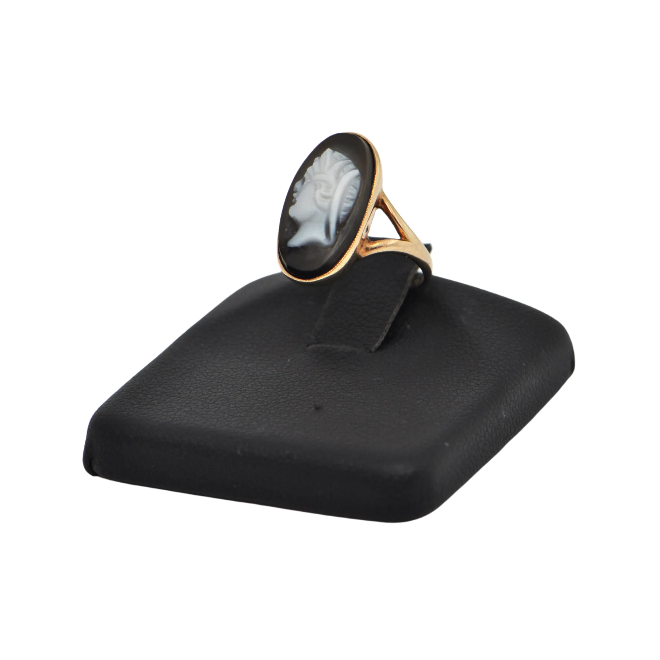 Antique Hardstone Onyx Cameo 14k Gold Ring