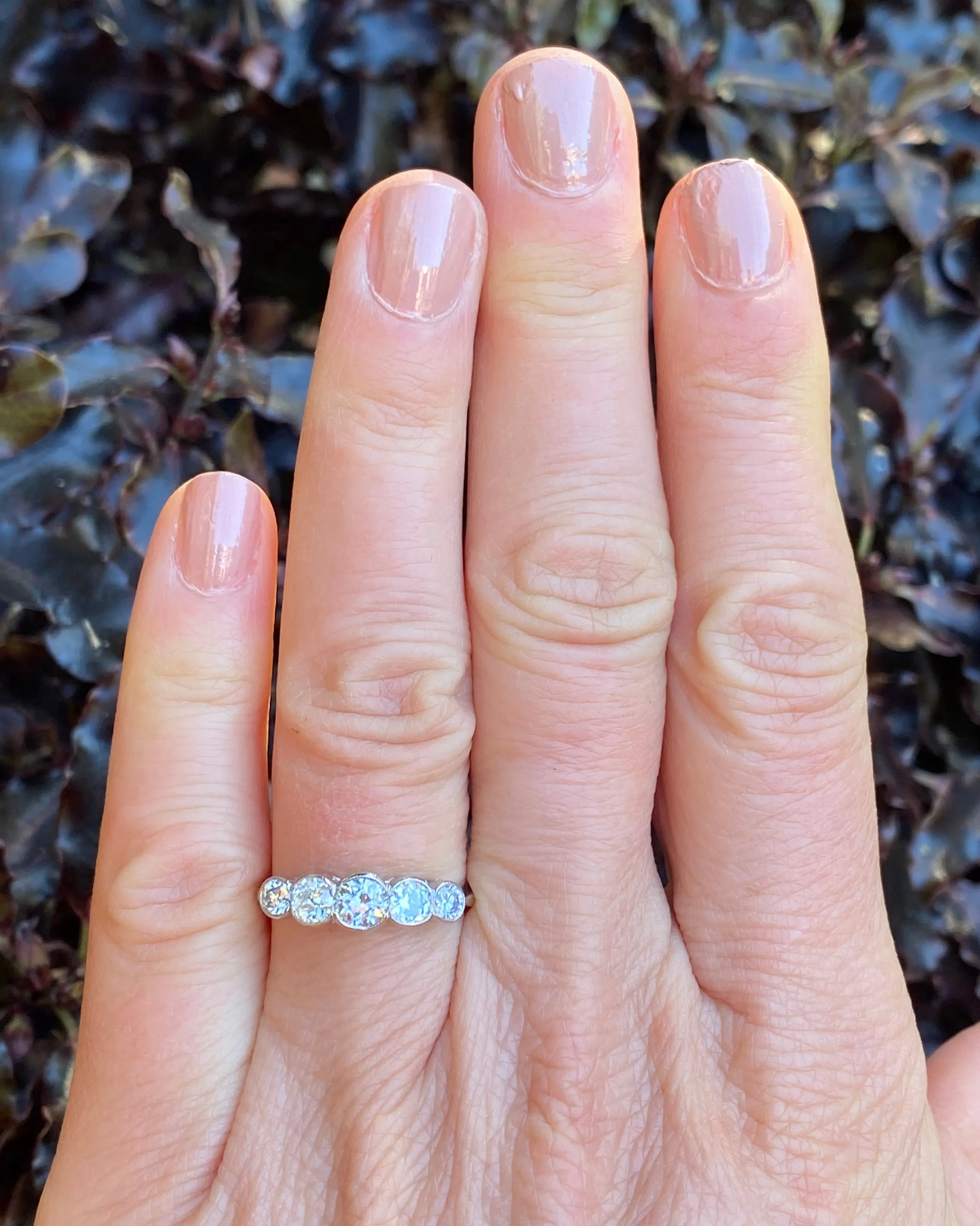 Art Deco Five Stone Diamond Ring Platinum 1.05ct