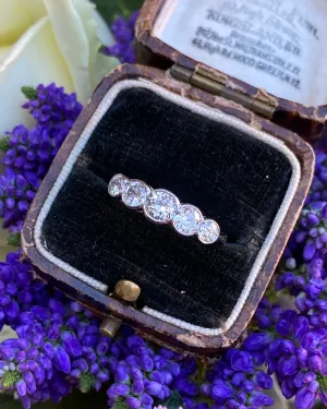 Art Deco Five Stone Diamond Ring Platinum 1.05ct
