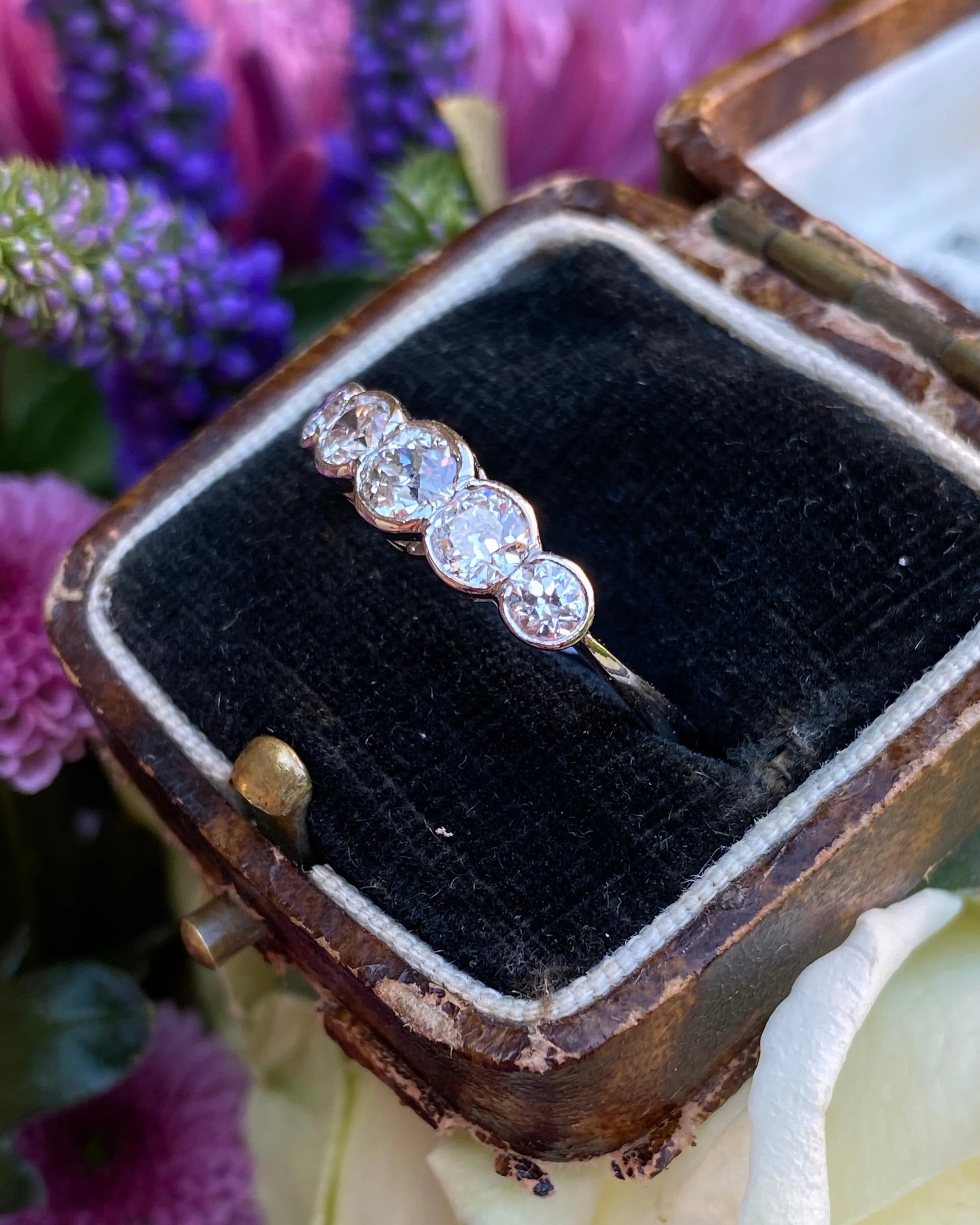 Art Deco Five Stone Diamond Ring Platinum 1.05ct