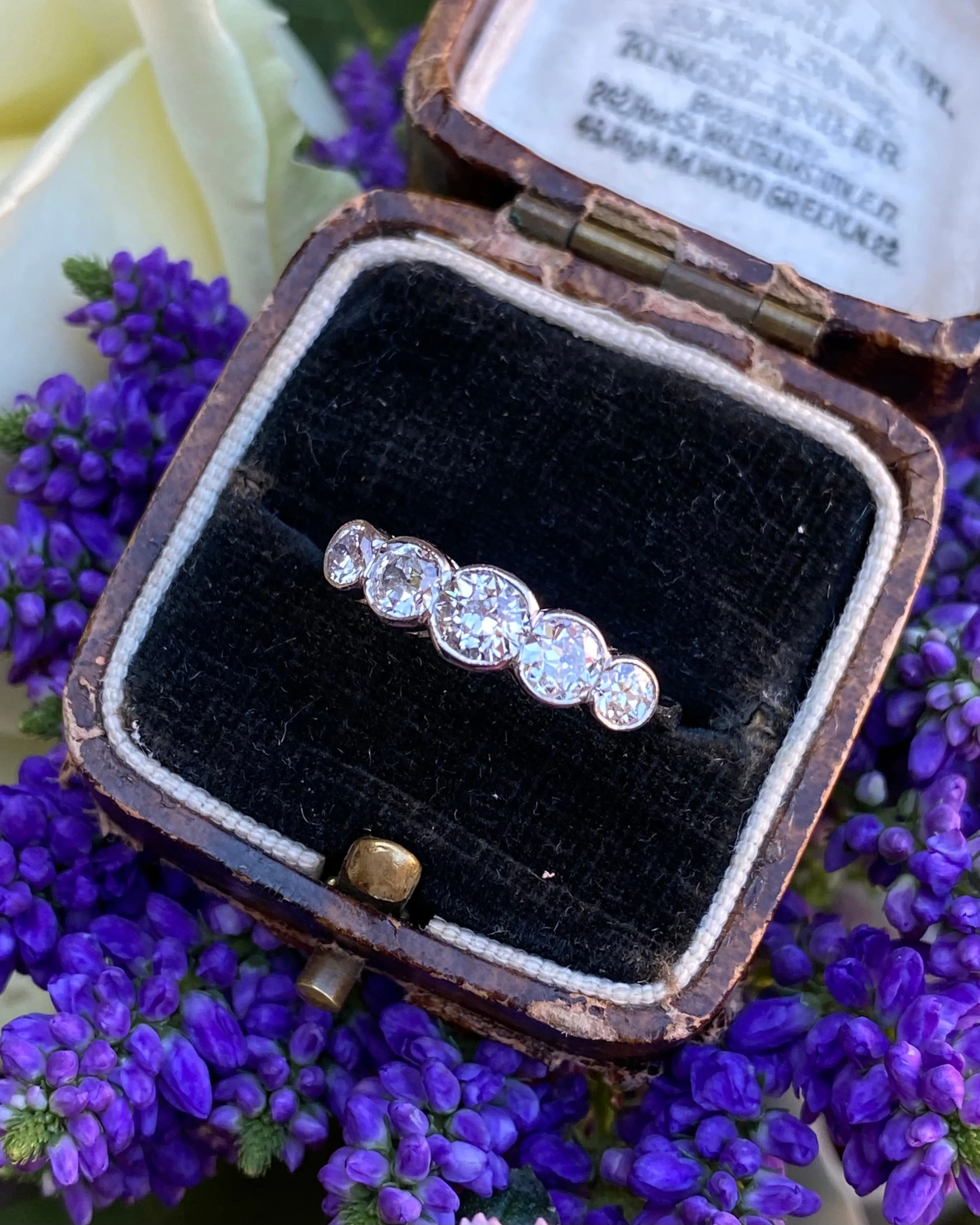 Art Deco Five Stone Diamond Ring Platinum 1.05ct