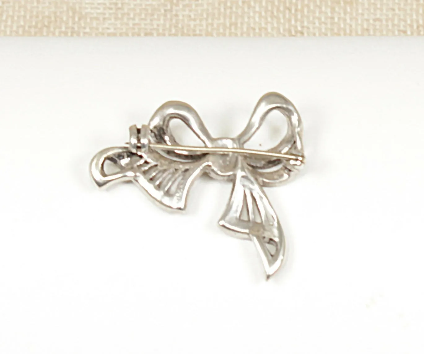 Art Deco Silver and Marcasite Bow Brooch