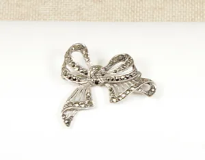 Art Deco Silver and Marcasite Bow Brooch