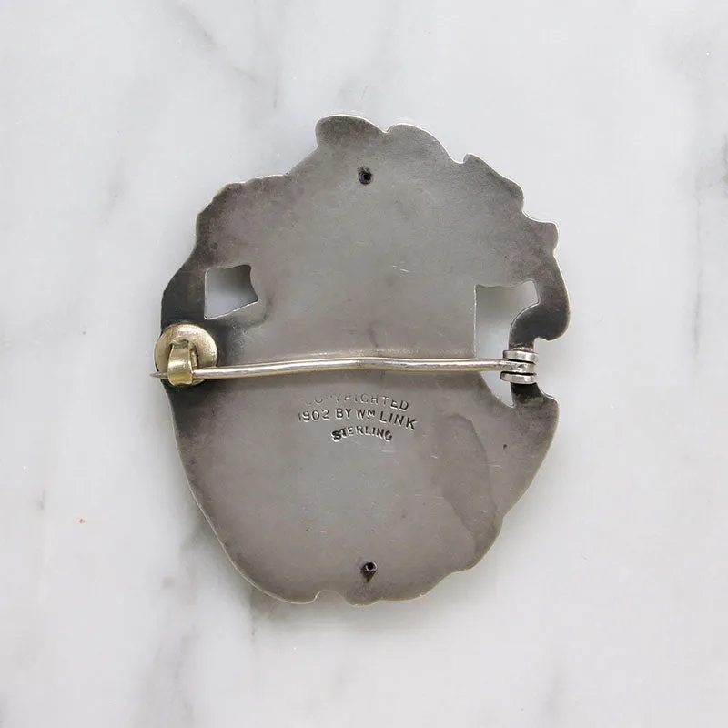 Art Nouveau Voluptuous Woman Sterling Brooch