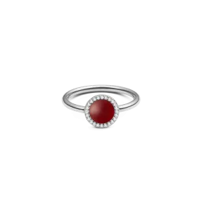 Audrey Ring  Red Agathe Silver