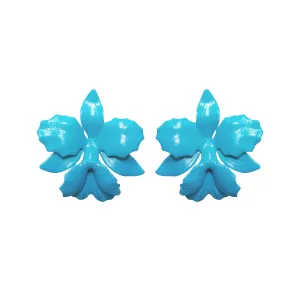 Azure Laelia Orchid Studs