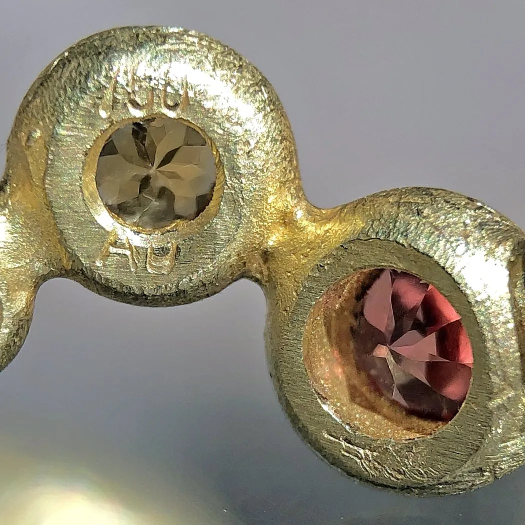 Barbara Heinrich Vibrant Multi-Color Sapphire Matte Gold Random Bubble Band Ring