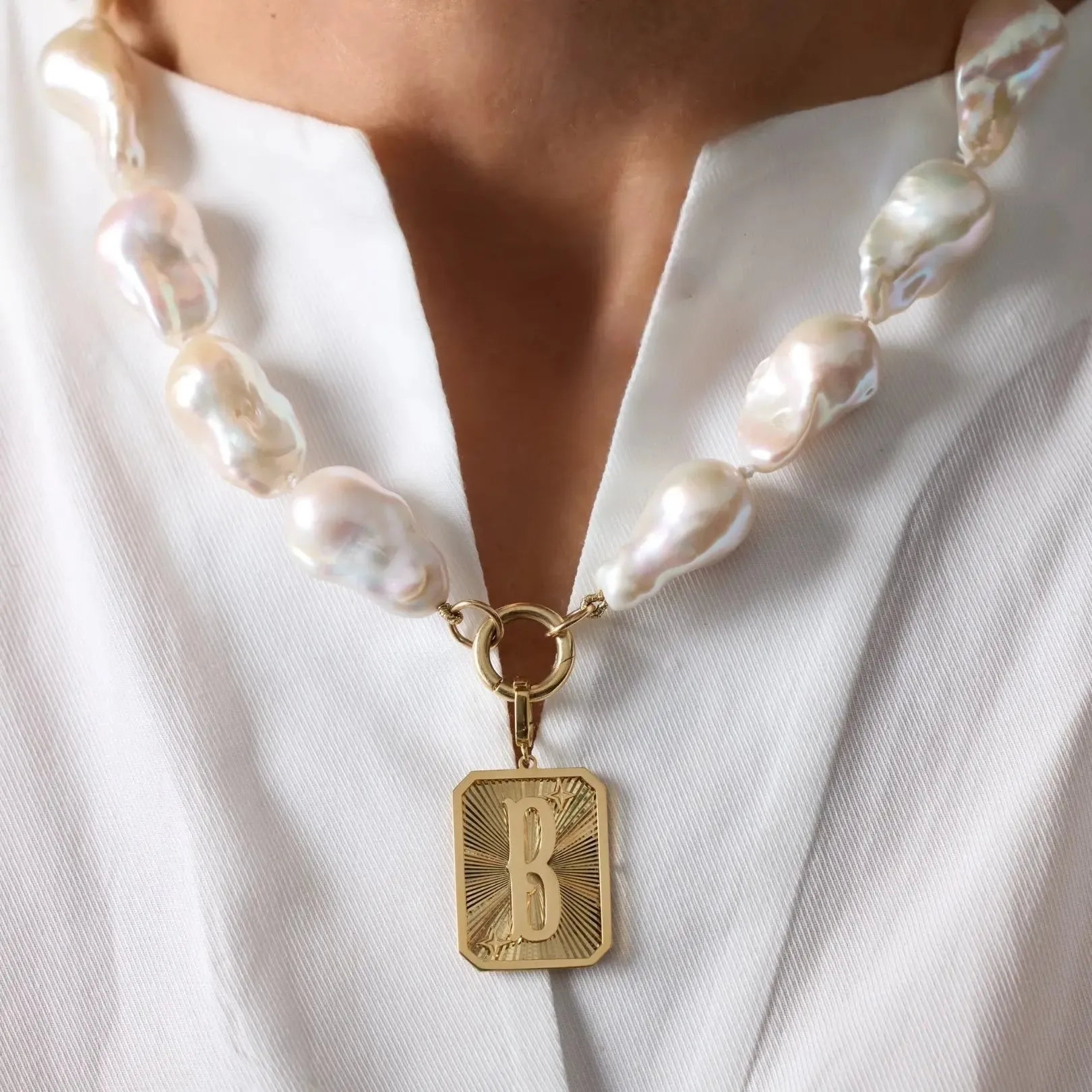 Baroque Pearl Necklace with 14K Yellow Gold Connector