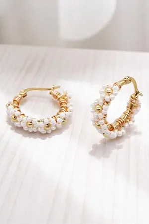 Beaded Earrings: White