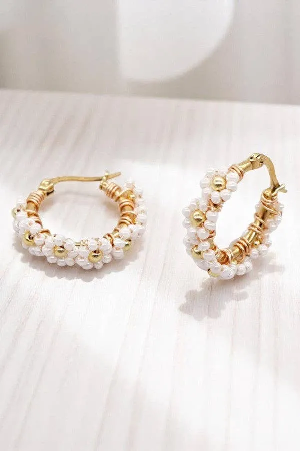 Beaded Earrings: White