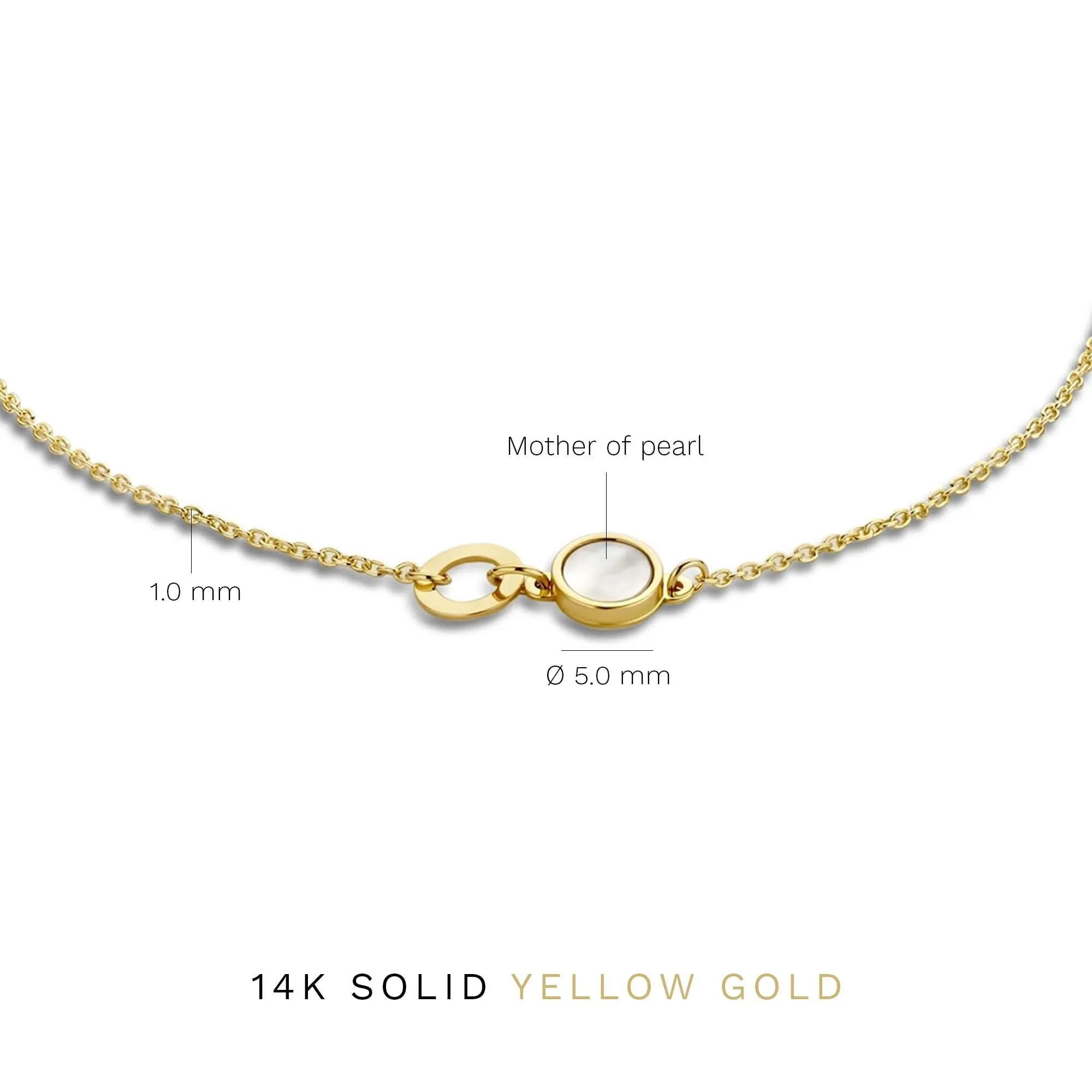 Belleville Nova 14 karat gold bracelet with mother of pearl