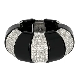 Black & Crystal Bars Dome Bracelet