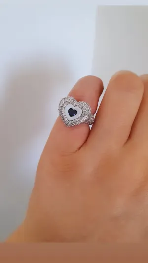 Blue Ares Pinky Heart Ring