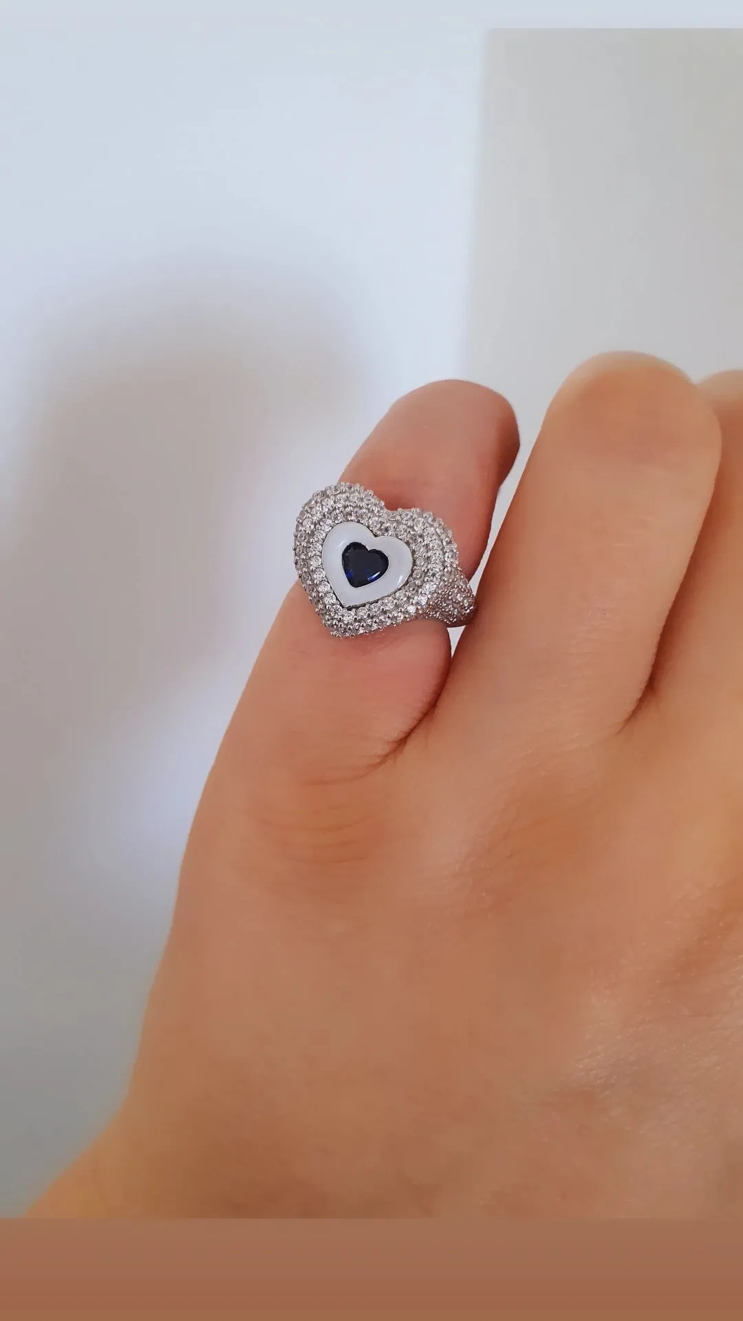 Blue Ares Pinky Heart Ring