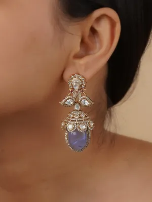 Blue Color Gold Plated Faux Polki Earrings - PK-E67BL